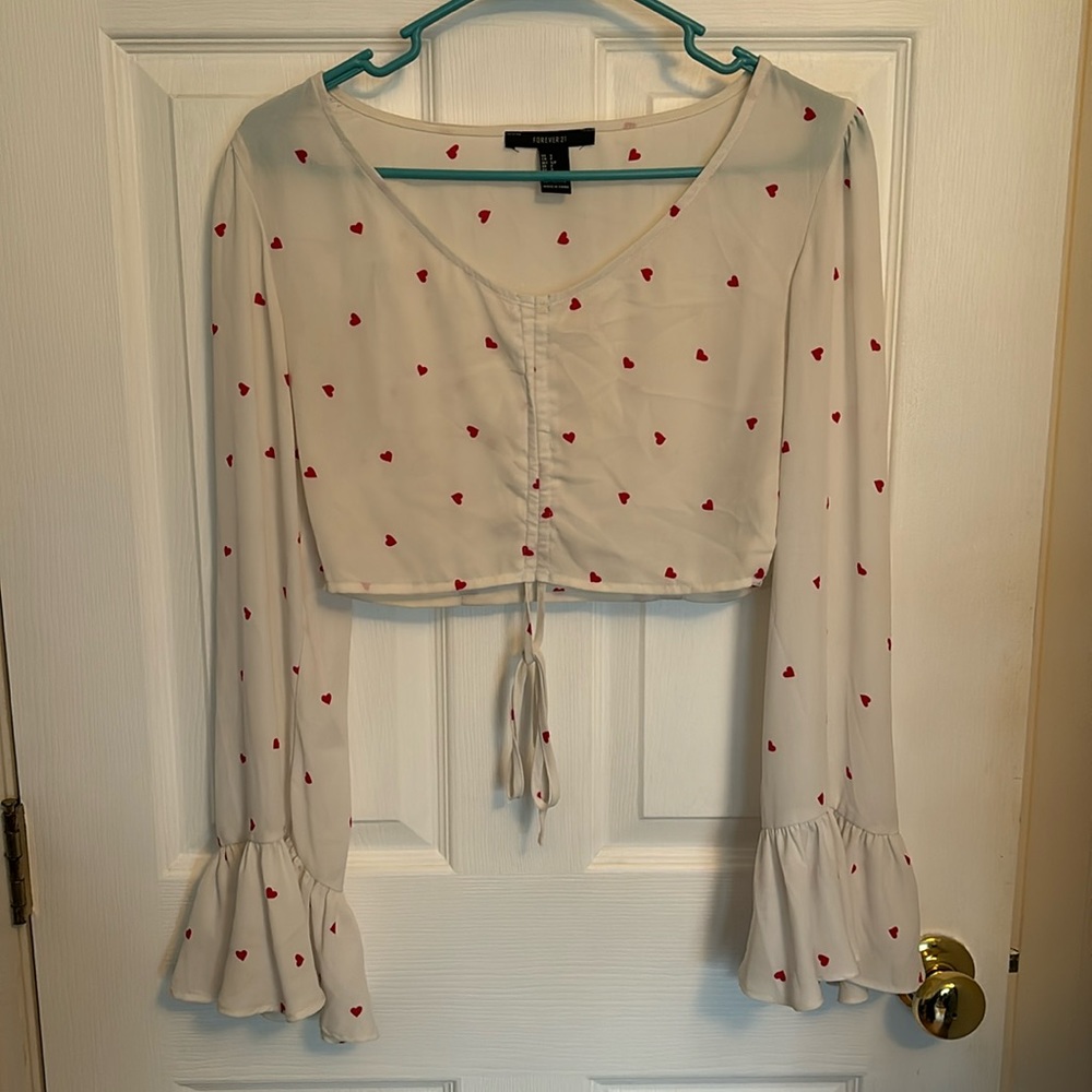 Sheer Valentines Day Aesthetic Forever 21 Cropped Blouse